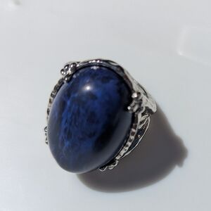Sodalite Oval Statement Ring In Silver Caste